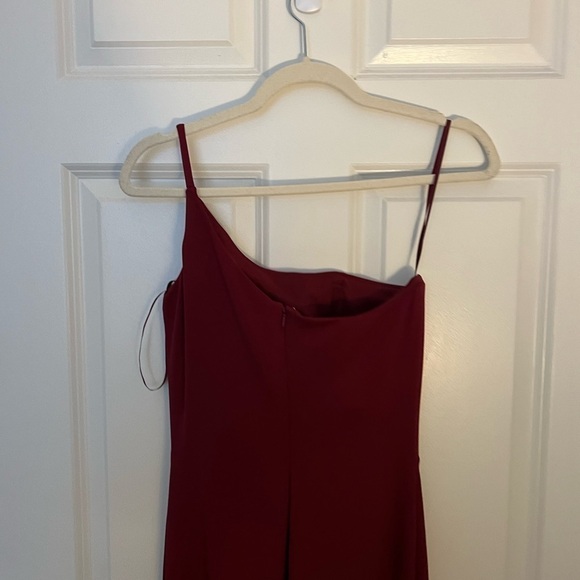 LA FEMME 28176 Red One Shoulder Prom Ball Gown Dress - Picture 3 of 9